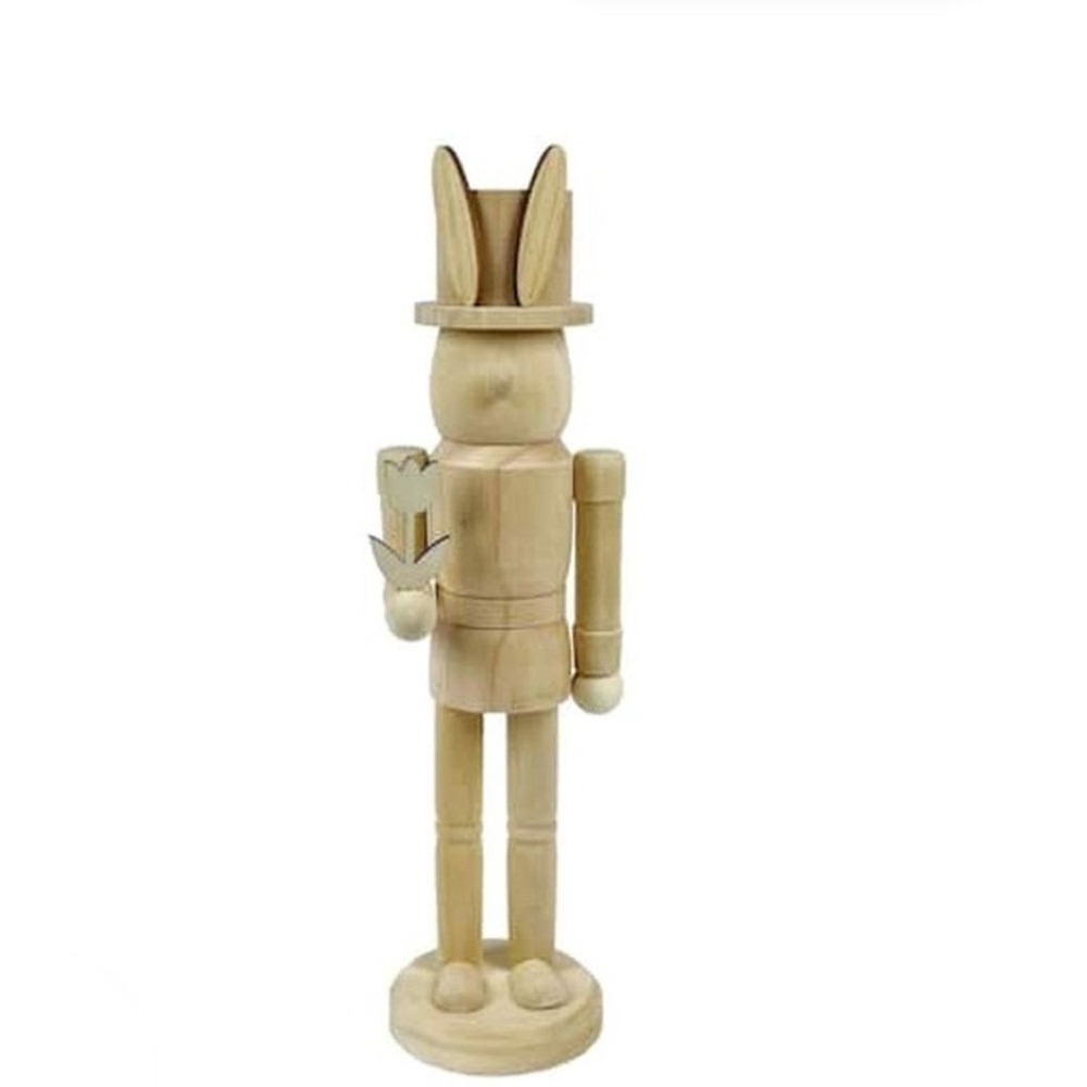 Unfinished Wood Bunny Nutcracker Easter Rabbit DIY Paintable Holiday Craft